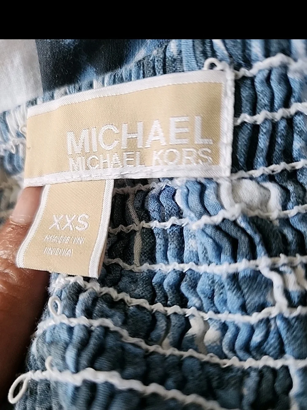 Michael Kors Blue White Tie Dye Tank Dress Maxi Fringe Boho Summer Size XXS